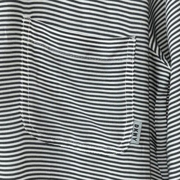 DKNY Gray & White Striped Lightweight Tunic Roll-Tab Sleeves - Picture 4 of 13